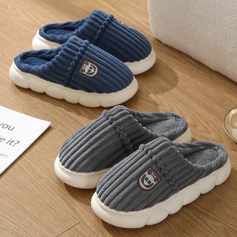 Winter Corduroy Slippers Home Bedroom Floor Plush Shoes Fashion Solid Color Non-slip Slippers For Women Men - EX-STOCK Canada
