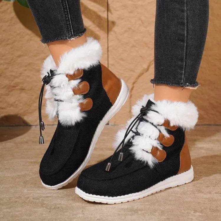 Fashion Round Toe Snow Boots Winter Warm Plush Flat Cotton Shoes Versatile Simple Short Boot For Women - EX-STOCK Canada