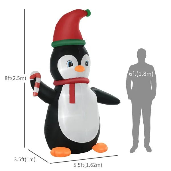 Inflatable Penguin Holding Candy Cane LED Lights Outdoor Decoration EX-STOCK Canada