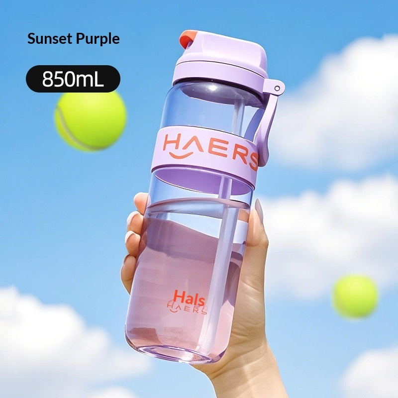 HAERS 850ml Tritan Water Bottle with Hidden Straw – BPA-Free, Heat-Resistant | 4 Colours