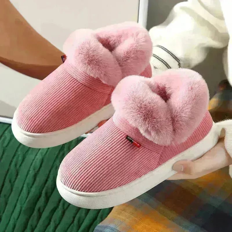 Chaussures en coton en peluche d'hiver pour les hommes et les femmes confortables pantoufles de maison en velours moelleuses glissant chaude sur les chaussures de maison en toison