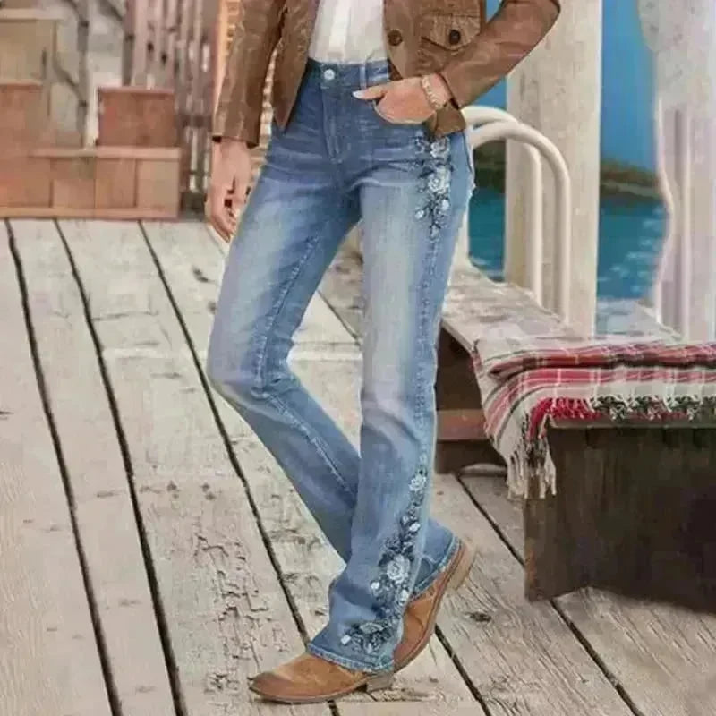 Women's Embroidered Bootcut Slim Fit Jeans - EX-STOCK CANADA
