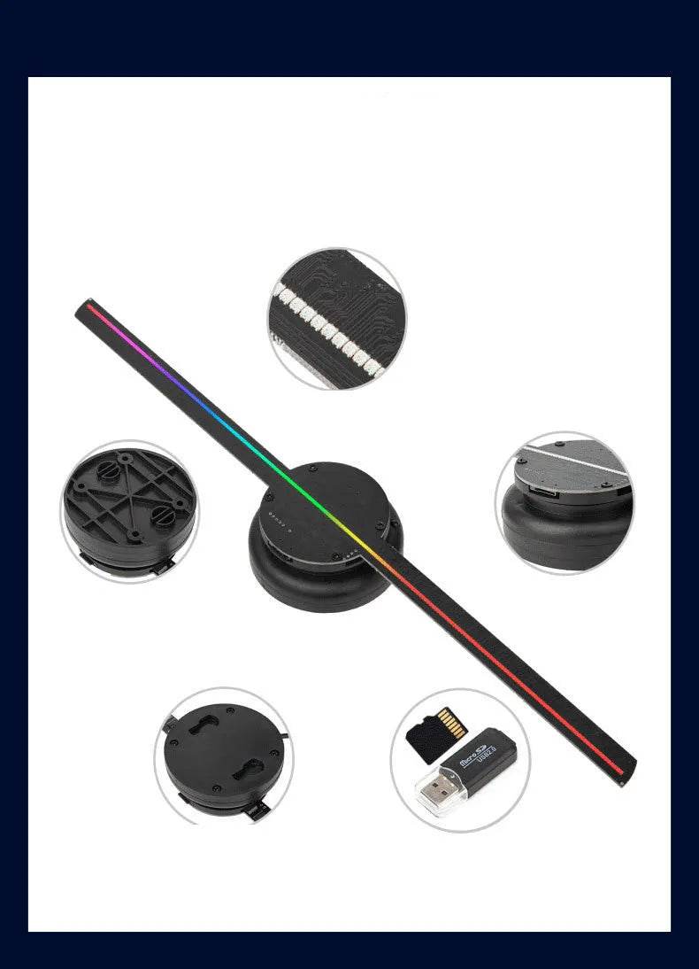 Led Luminous Sign Light Holographic Projector Diy Fan Screen Video Picture 3d Holographic Light Holiday Decoration - EX-STOCK Canada