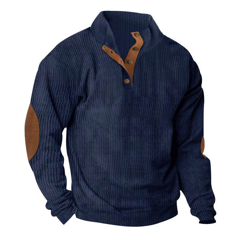 Corduroy Casual Stand Collar Long-sleeved Sweater men - EX-STOCK Canada