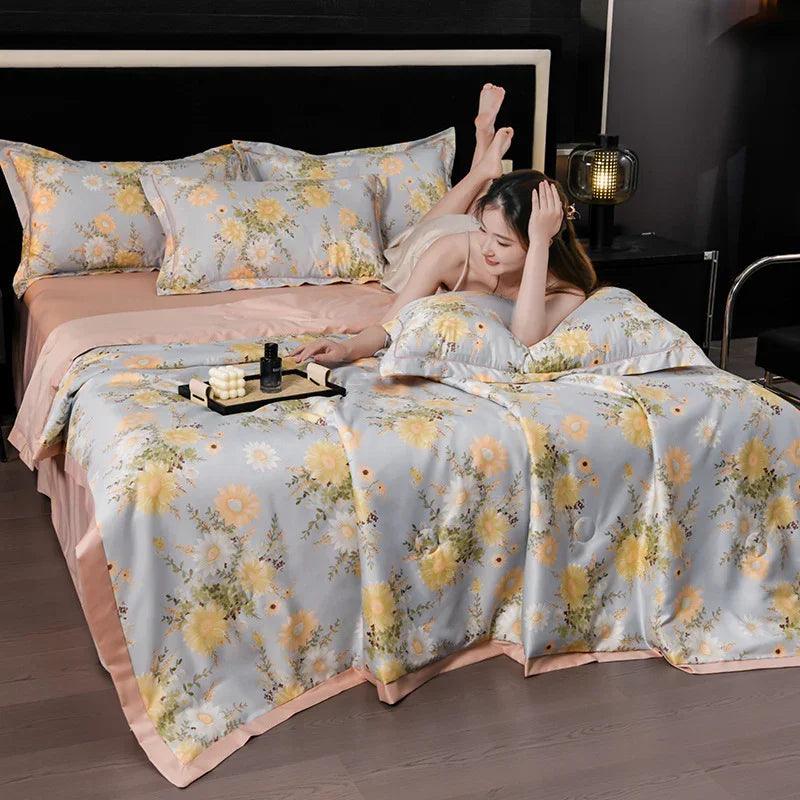 Printed Washed Tencel Summer Cooling Duvet Four-piece Set EX-STOCK Canada