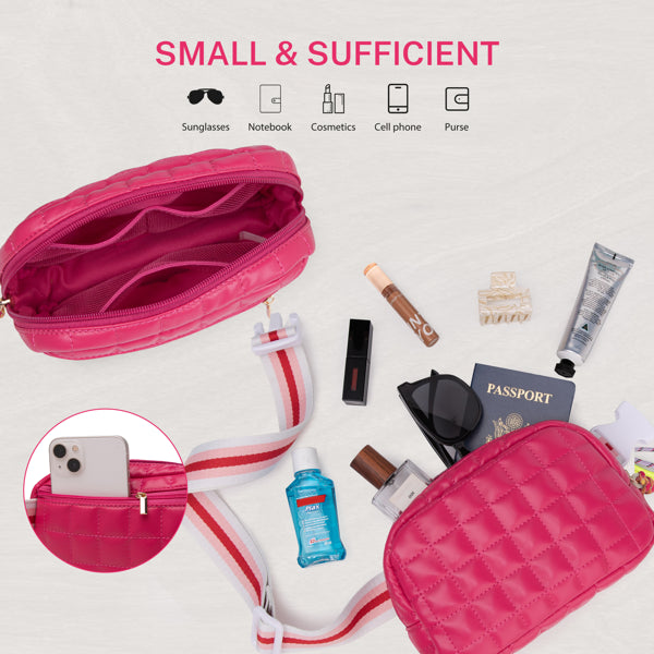 Sac Banane Matelassé Puffer Petit Sac Ceinture Pour Femme Course Voyage Randonnée Sport Avec Sangle Ajustable - RoseEX-STOCK Canada