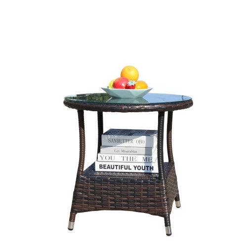 Muebles de Patio al Aire Libre 1 Mesa de Café Redonda con Vidrio Templado TransparenteEX-STOCK Canada