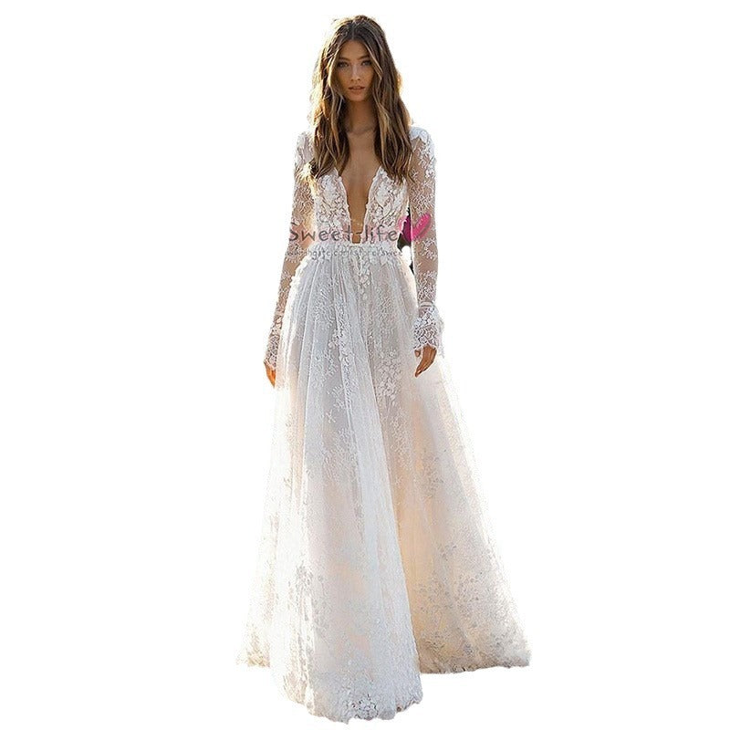 Women's Wedding Dress Lace Long Sleeve Dinner Party Gown EX-STOCK Canada