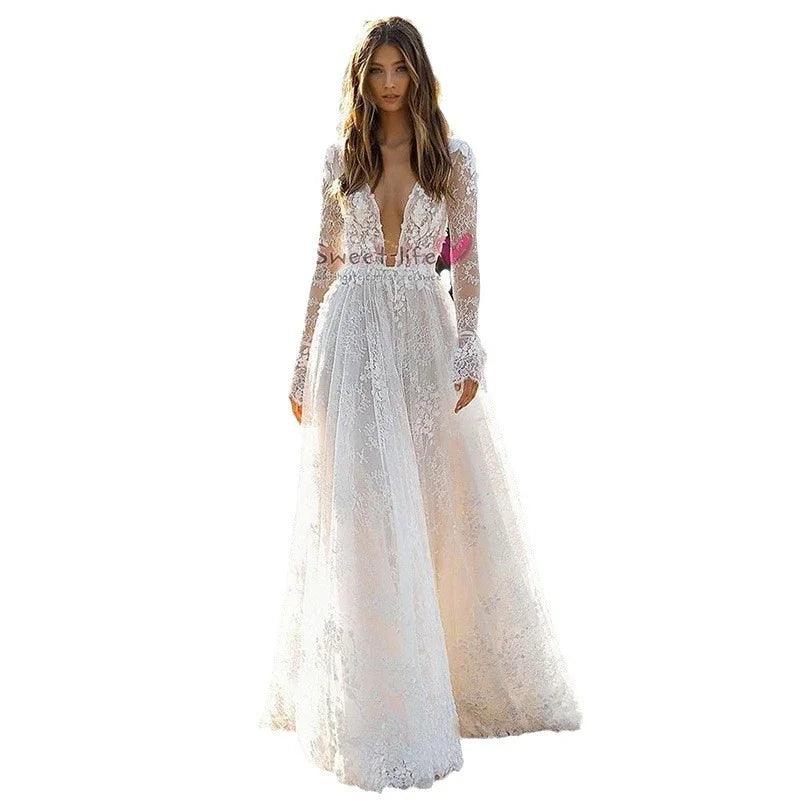Vestido de Fiesta de Noche con Encaje y Mangas Largas para Boda de MujerEX-STOCK Canada