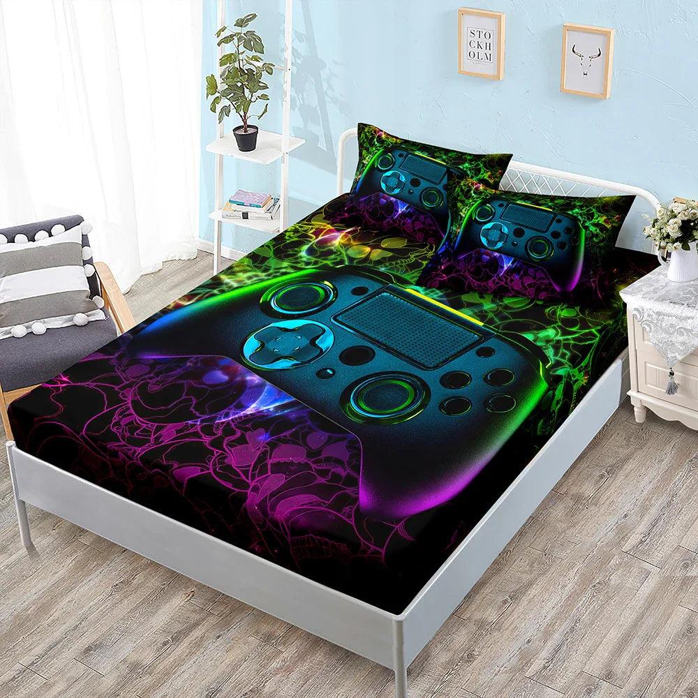 Fitted Sheet Duvet Cover Three-piece Gamepad Cool Mattress Cover EX-STOCK Canada