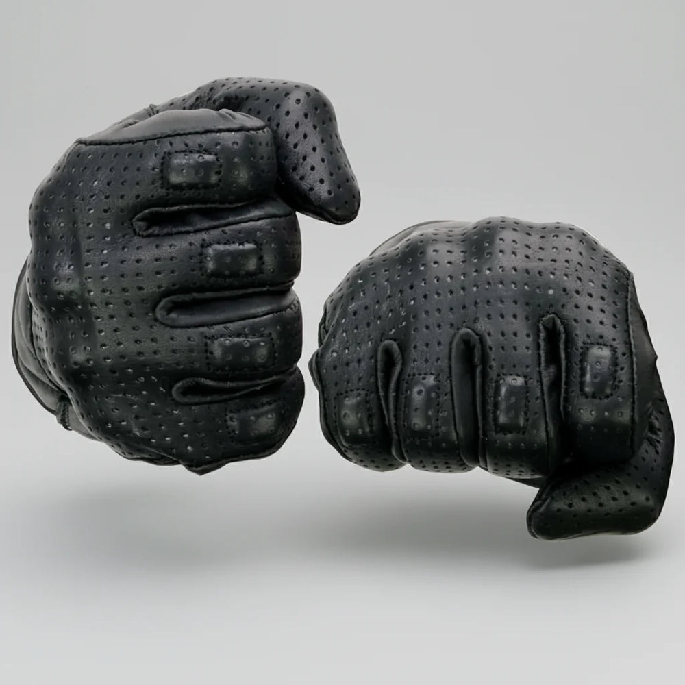 Open Road Men's Perforated Armored Leather Motorcycle Gloves