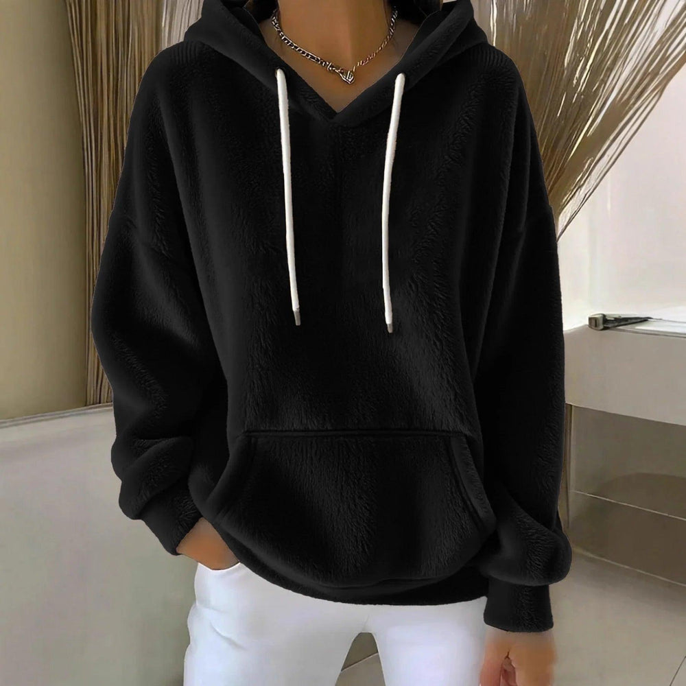 Sweat-shirt polyvalent pour femme en laine d'agneau unie, doublé, pour l'automne et l'hiverEX-STOCK Canada