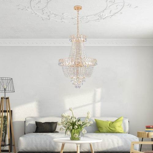 Golden Crystal Chandelier, Large Modern Luxury Chandelier, Suitable For Living Room, Dining Room, Bedroom, Hallway - No Bulb - EX-STOCK Canada