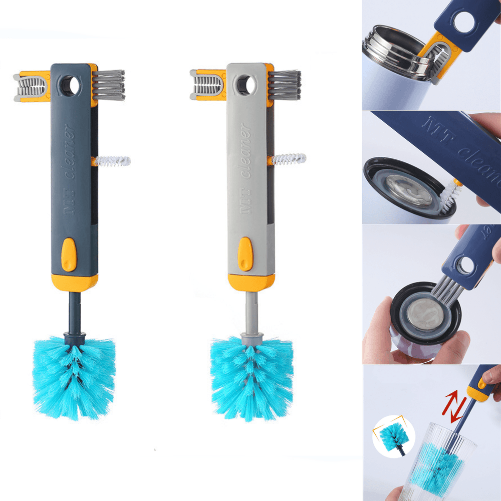 Brosse multifonctions 4 en 1 pour bouteille, nettoyeur de goulot de bouteille, brosses de nettoyage pour tasse, outil de nettoyage pour bouteilles d'eau, mini brosse en silicone en U, gadgets de cuisine