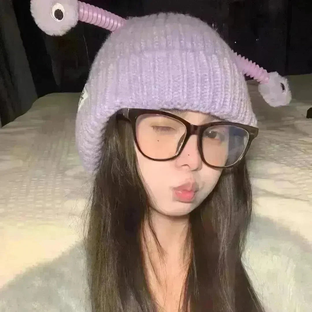 New Cute Luminous Fall Winter Warm Ear Protection Wool Cartoon All-matching Knitted Beanie Hat - EX-STOCK CANADA