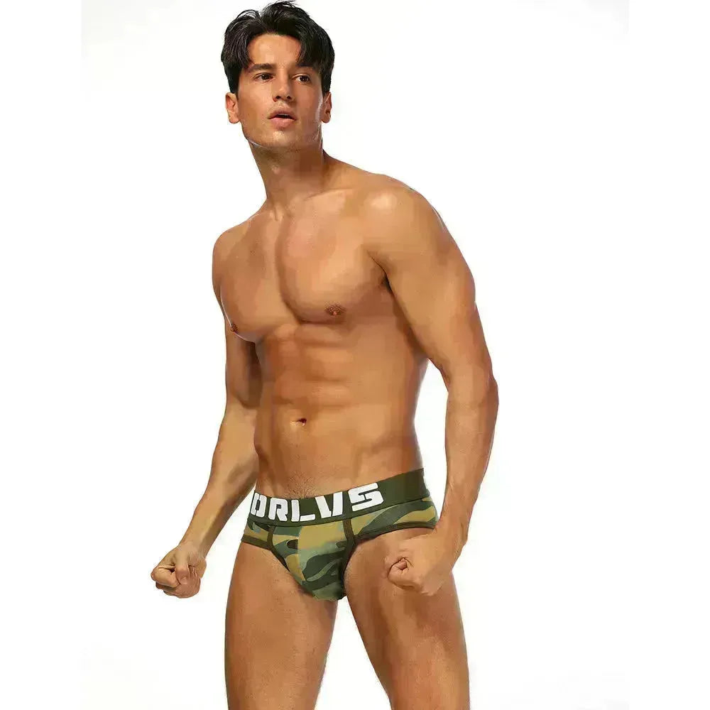 Orlvs Army Camouflage Cotton Pouche de sous-vêtements Brief Pantalon pour hommes