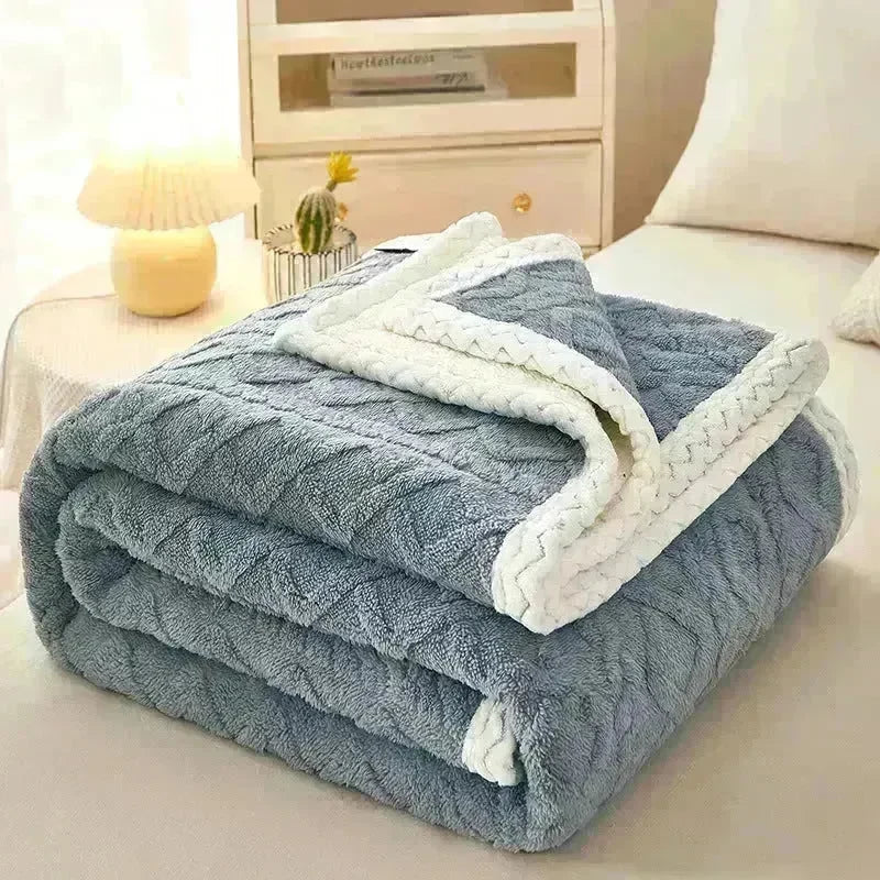 Blanket Double Thickened Warm Coral Fleece Sofa Winter Blanket - EX-STOCK CANADA