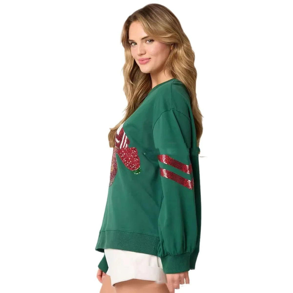 Women's Christmas Sequined Round Neck Top Casual Sweatshirt EX-STOCK Canada