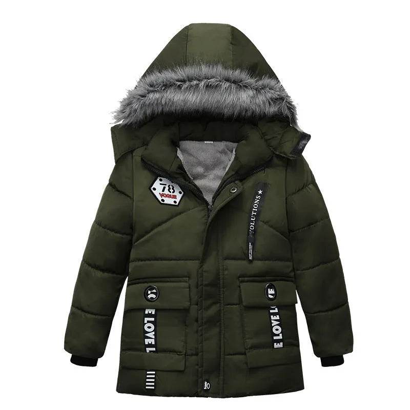Fashion Boys Thicken Letter Print Hooded Cotton Jacket - EX-STOCK Canada