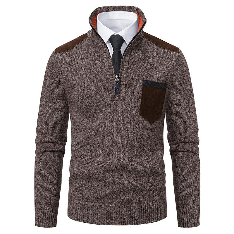 Suéter de hombre tipo pulóver, camisetas polo gruesas, media cremallera coreana, blusa para frío, cuello alto, otoño e invierno, ropa exterior de lujoEX-STOCK Canada