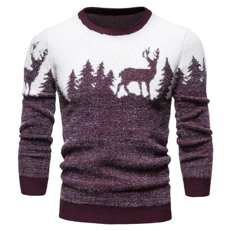 Christmas deer Knit Cashmere sweater for men - EX-STOCK Canada