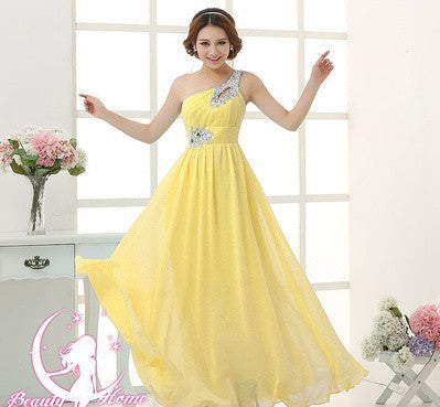 Evening dress one-shoulder dinner banquet long banquet EX-STOCK Canada