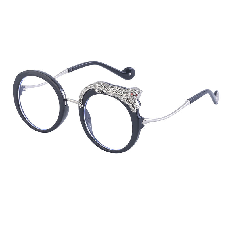 Women's Fashion Anti-blue Light With Diamonds Large Frame Sunglasses