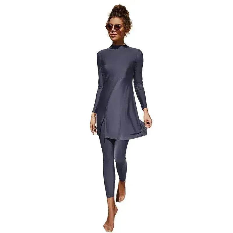 Pure Color Long-sleeved Trousers Fully Surrounded Conservative Beach Surfing Sunscreen ArabSwimsuit - EX-STOCK Canada