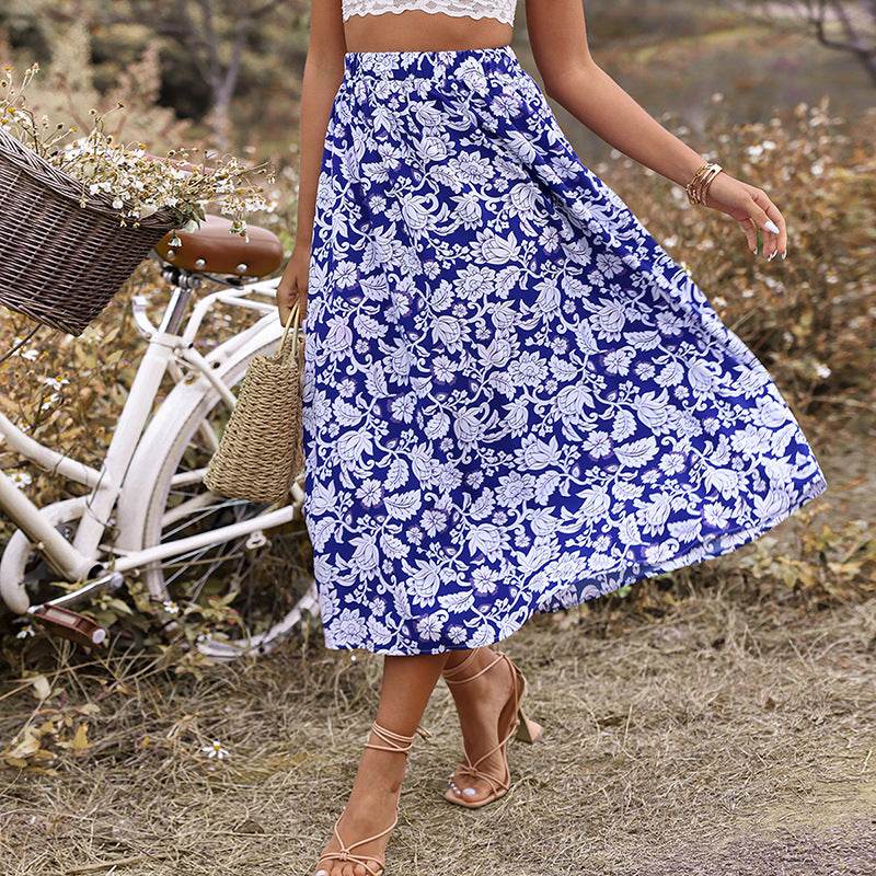 New Spring And Summer High Waist floral Midi Skirt - EX-STOCK Canada