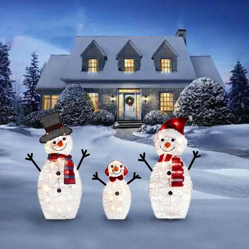 Christmas Scene Decoration With LED Lights Christmas Snowman Ornaments - EX-STOCK Canada
