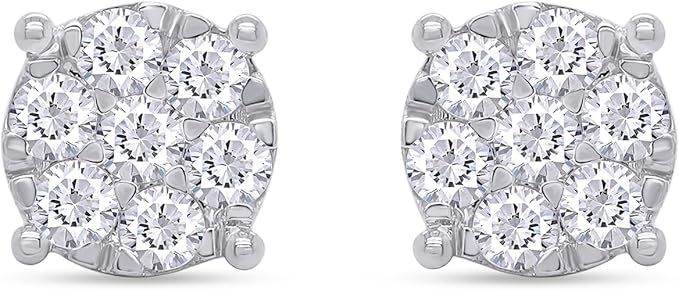 SAVEARTH DIAMONDS Carat Round Cut Lab Created Moissanite Diamond Cluster Stud Earrings In 14k Gold Over Sterling Silver Jewelry For Women - EX-STOCK Canada