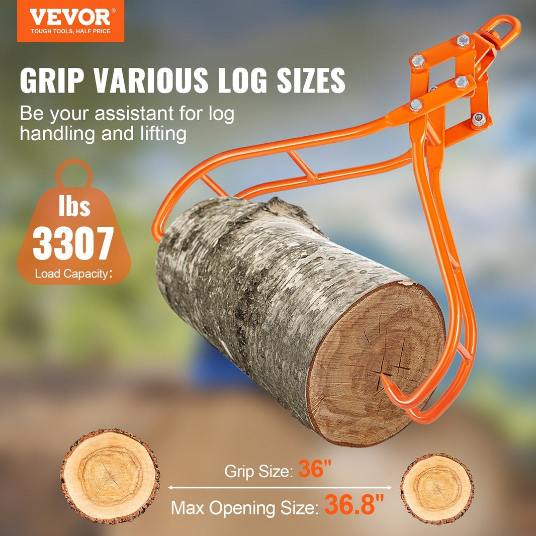Timber Claw Hook, 36 Inch 4 Claw Log Grapple For Logging Tongs, Swivel Steel Log Lifting Tongs, Eagle Claws Design With 3307 Lbs 1500 Kg Loading Capacity For Tractors, ATVs, Trucks, Forklifts EX-STOCK