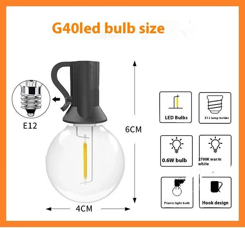 Catena Luminosa da Esterno con Lampadine G40 Impermeabile Globo Festival Luci a LEDEX-STOCK Canada