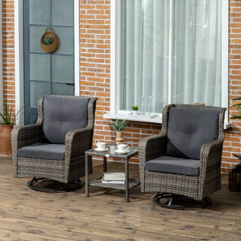 Patio Bistro Set, Porch Furniture With 360 Rotation & Rocking Function,, Gray EX-STOCK Canada