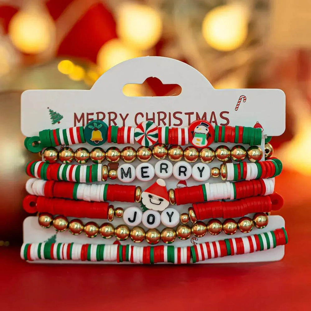 Christmas Polymer Clay Color Bracelet set Xmas gift idea - EX-STOCK Canada