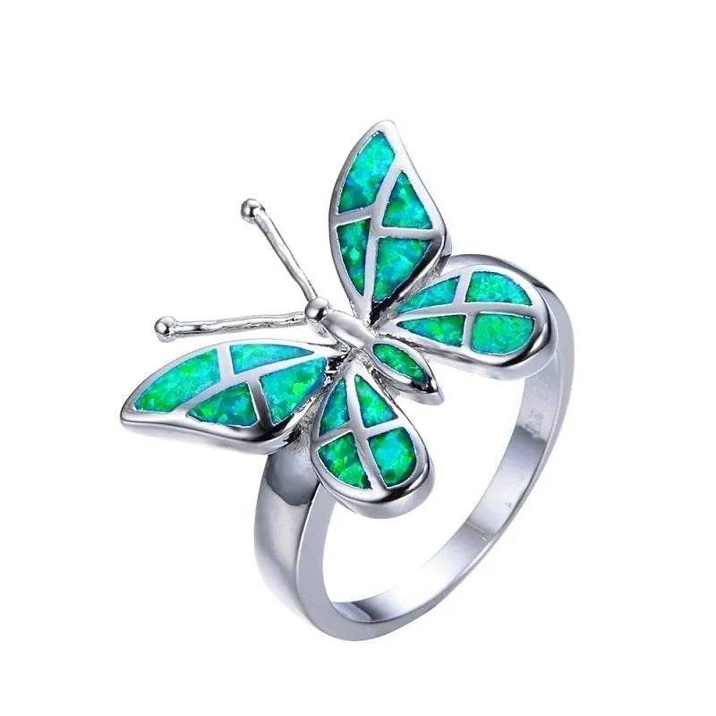 Fashion Opal Blue Butterfly Shape Ring Wedding Ring for Women - EX-STOCK Canada