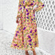 Fashion Florals Print Long Sleeve Dress Casual Holiday Tight-waisted V-neck Dresses Women Clothing - EX-STOCK Canada