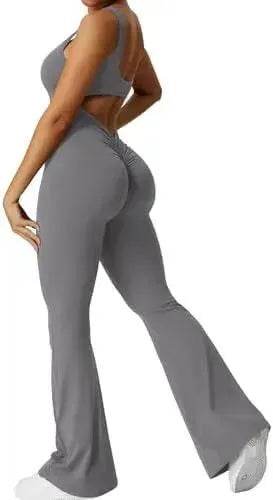 Women Sleeveless Flare Long Pant Yoga Fitness Jumpsuits - EX-STOCK Canada