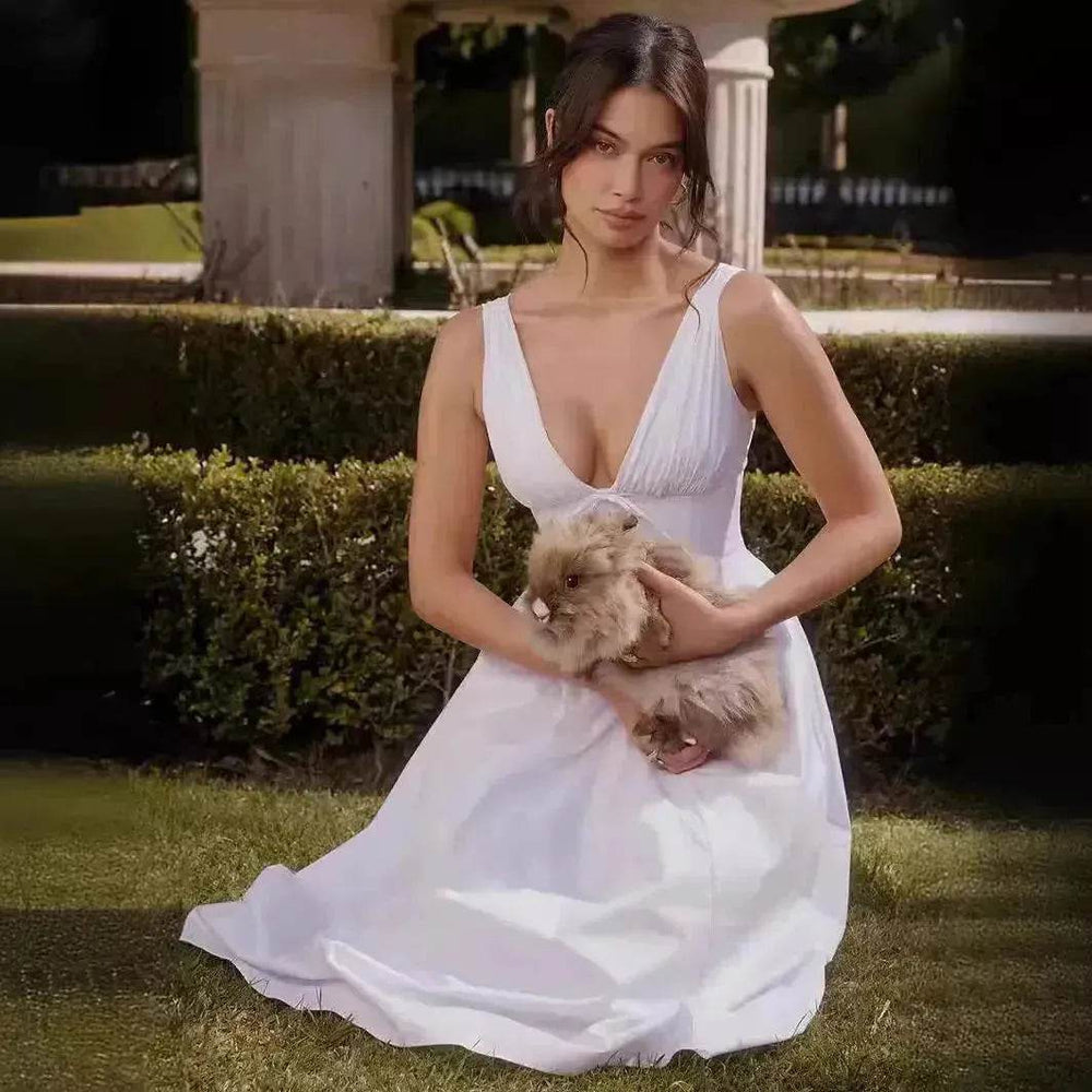 Women's Summer French Seaside Vacation Waist-tight Temperament Midi Skater Dress - EX-STOCK Canada