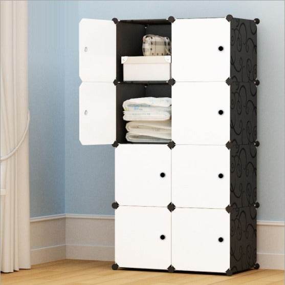 8 Cube Organizer Stackable Plastic Cube Storage Shelves Design Multifunctional Modular Closet Cabinet With Hanging Rod RT - EX-STOCK Canada