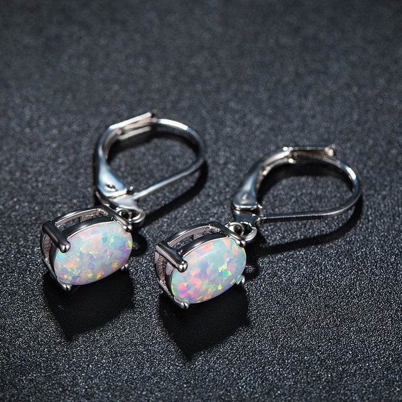 Four-claw Oval Opal Earrings European And American Ornament - EX-STOCK Canada