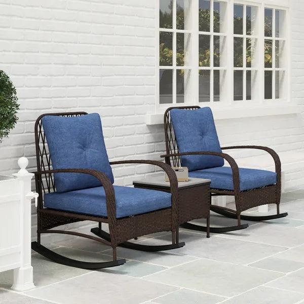 Sillón Tumbona de Ratán, Conjunto de Muebles de Patio de MimbreEX-STOCK Canada
