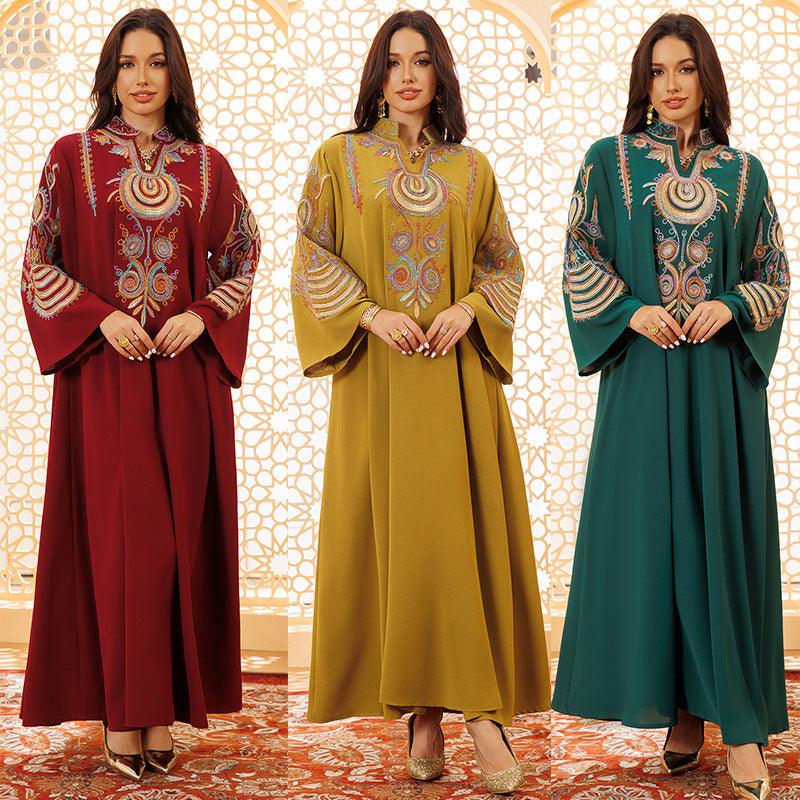 Women's Embroidered Rope Embroidered Muslim Pullover Dress - EX-STOCK Canada