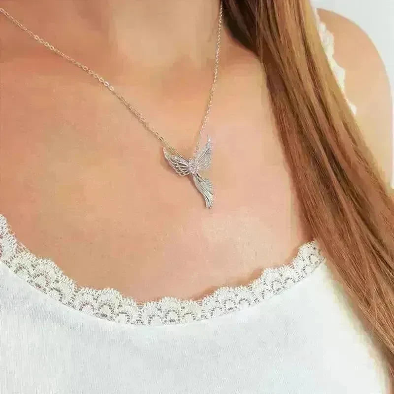 Diamond Modern Angel Pendant Necklace for Women - EX-STOCK CANADA