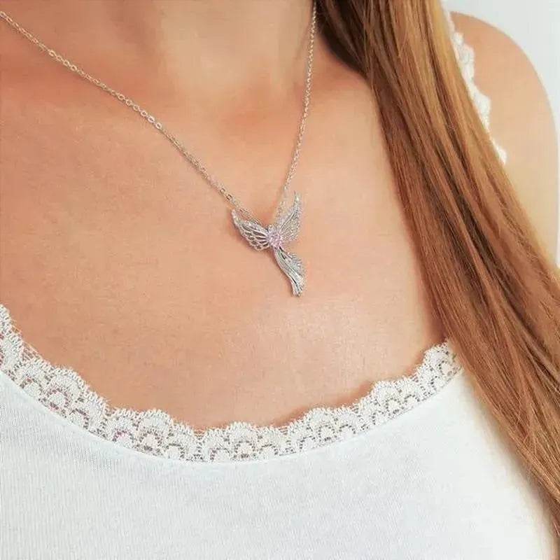 Diamond Modern Angel Pendant Necklace for Women - EX-STOCK Canada