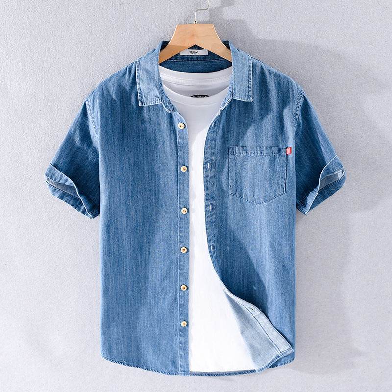 Summer Cotton Short Sleeve Denim Shirt For Men Classic All-matching Jeans - EX-STOCK Canada