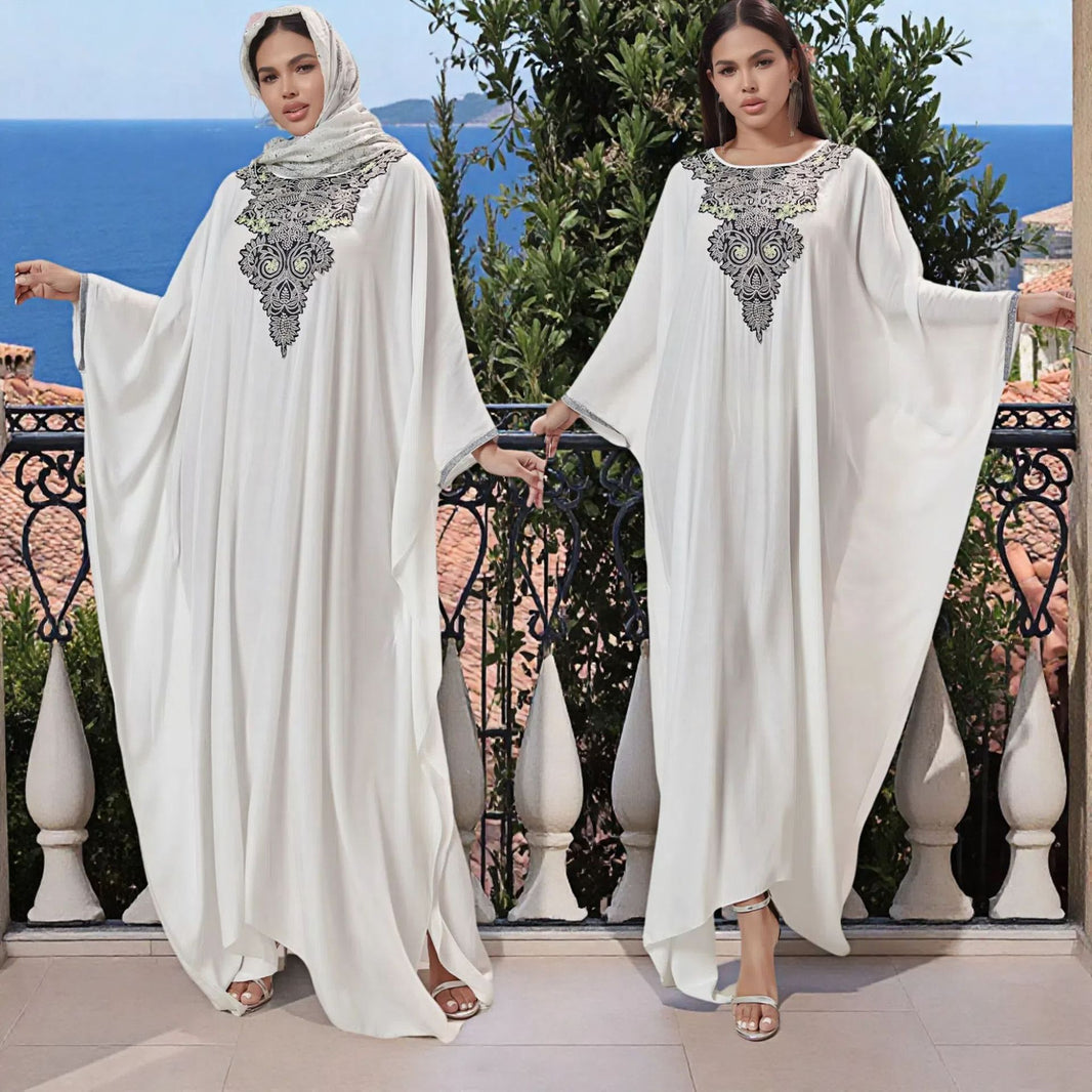 Abito in pizzo ricamato a macchina per donna taglia forte, stile musulmano Medio Oriente - EX-STOCK Canada