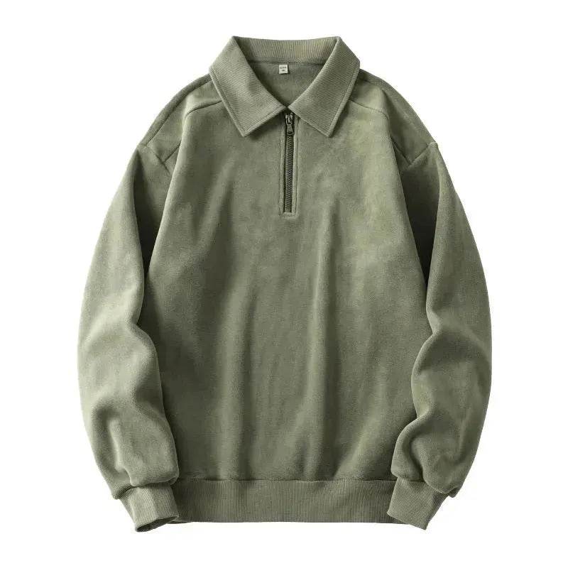 Autumn Winter Fashion Lapel Half-zip fleece Sweatshirt Pullover tops for Men - EX-STOCK Canada
