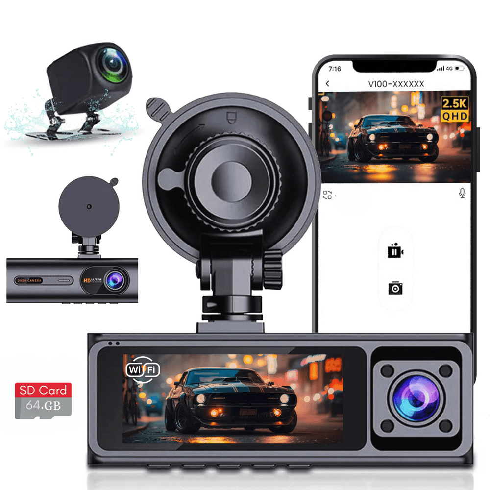 LDAS A20 Dashcam WiFi, 2,5K Autokamera, Dashcams mit App, Nachtsicht, G-Sensor, Loop-Aufnahme, 24-Stunden-Parkmodus, kostenlose 128GB SD-Karte, unterstützt bis zu 256GB (Schwarz)EX-STOCK Canada