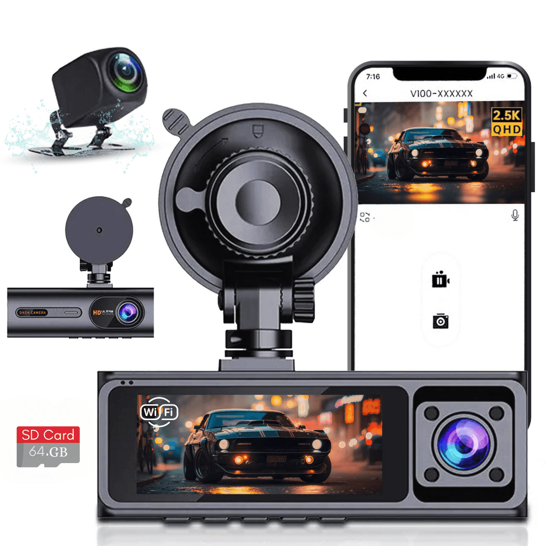 LDAS A20 Dashcam WiFi, 2,5K Autokamera, Dashcams mit App, Nachtsicht, G-Sensor, Loop-Aufnahme, 24-Stunden-Parkmodus, kostenlose 128GB SD-Karte, unterstützt bis zu 256GB (Schwarz)EX-STOCK Canada